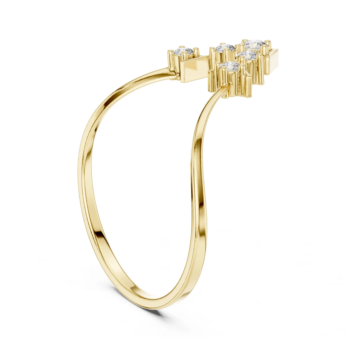 Wave Cluster Diamond Ring in yellow gold
