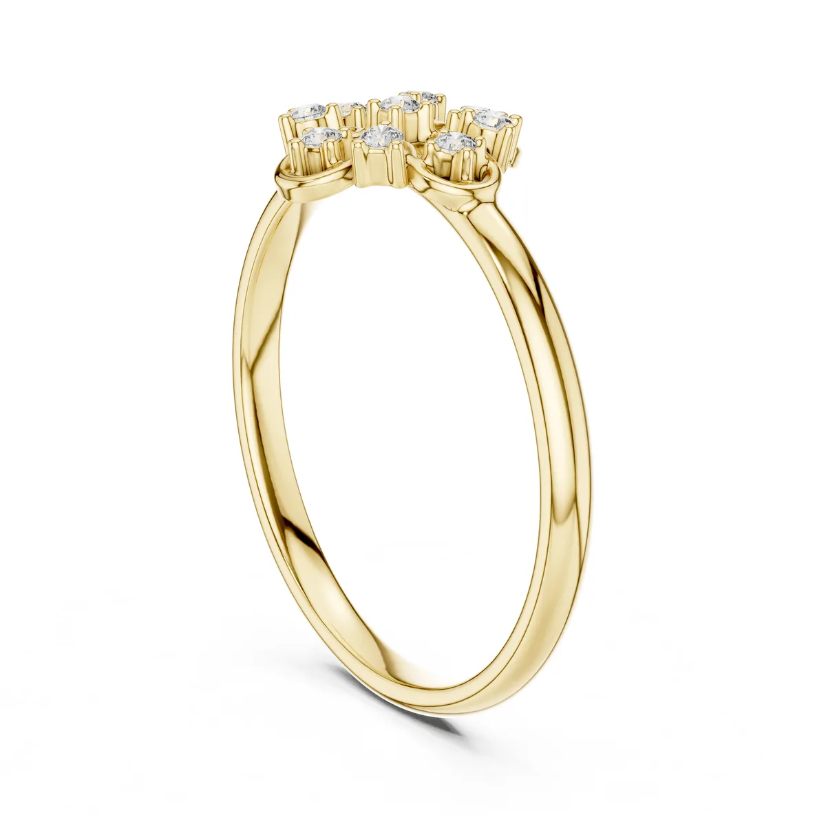 Petite Crown Diamond Ring in yellow gold