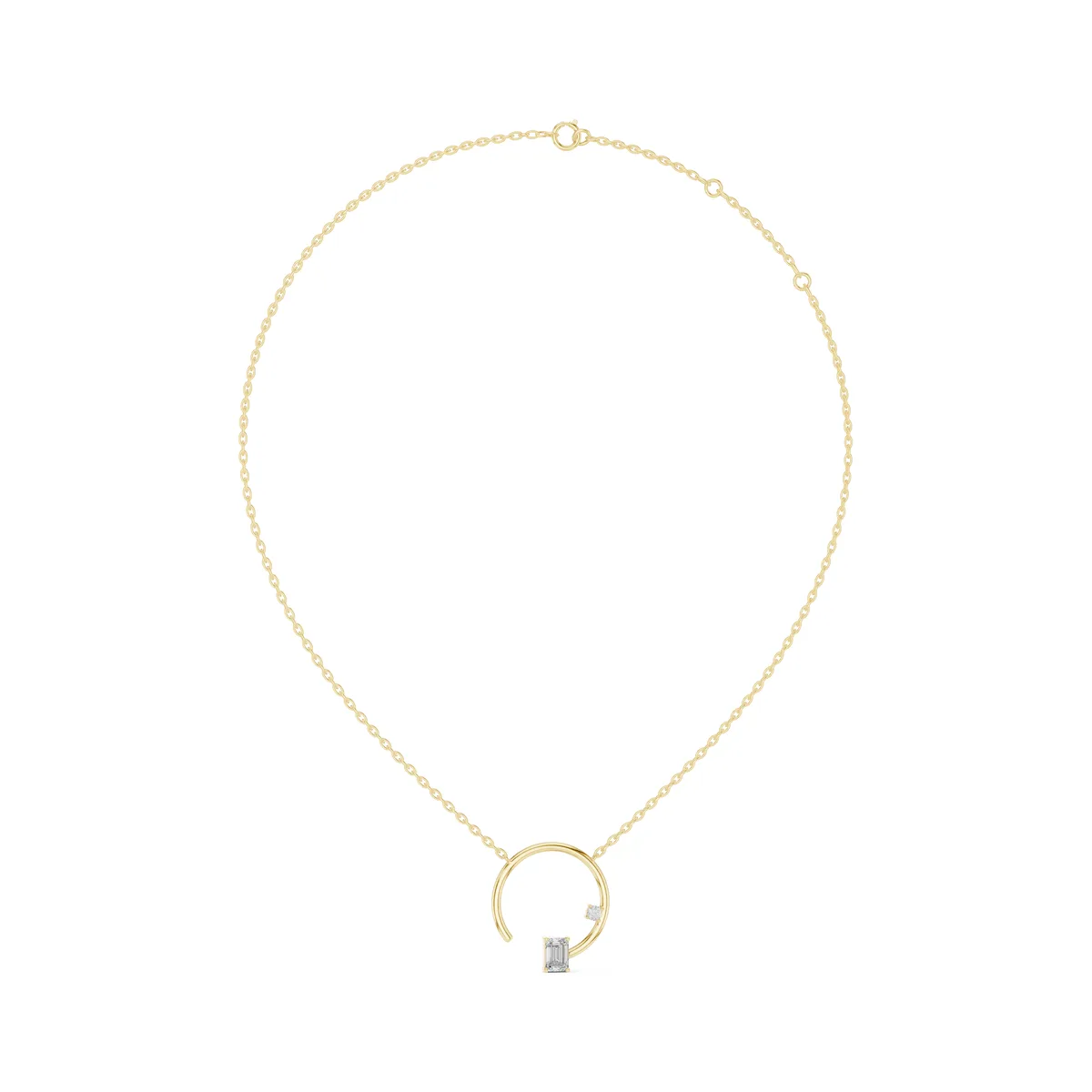 Open Circle Drop Diamond Pendant in yellow gold