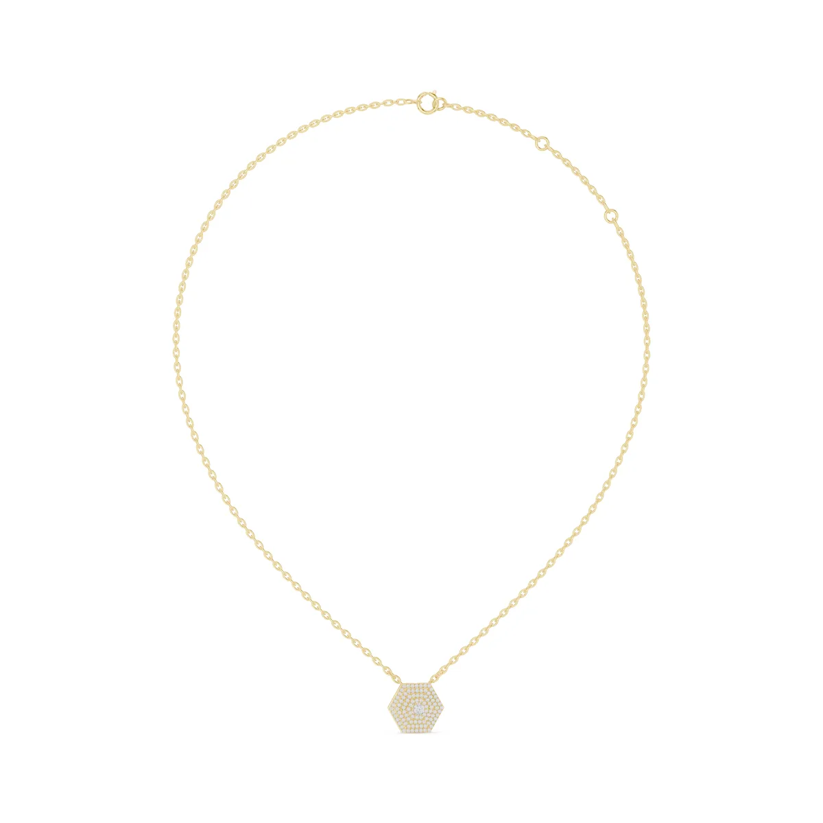 Pavé Hexagon Diamond Pendant in yellow gold