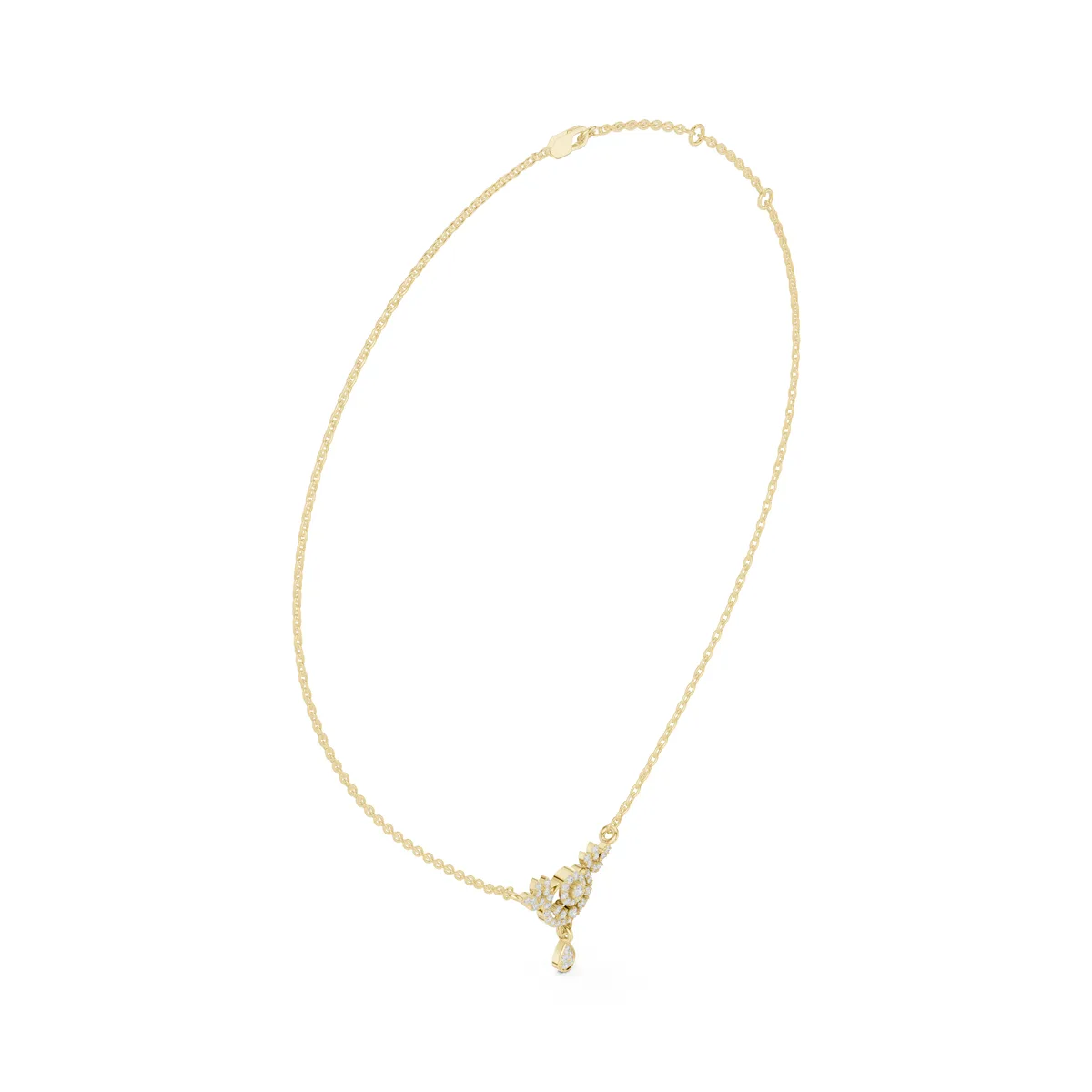 Cluster Drop Diamond Pendant in yellow gold