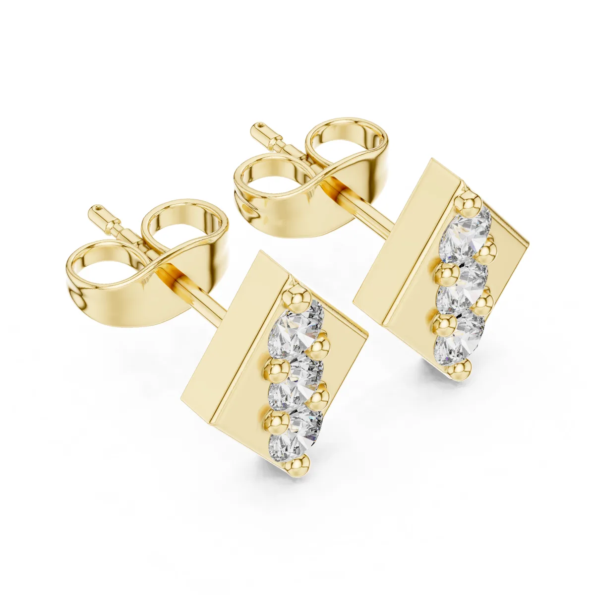 Diamond Bar Stud Earrings in yellow gold