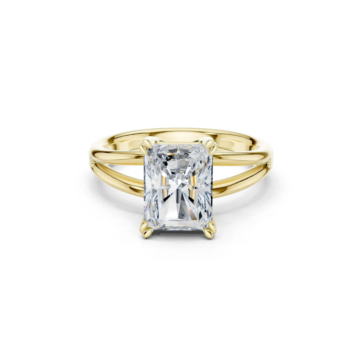 Radiant Solitaire Diamond Engagement Ring in yellow gold