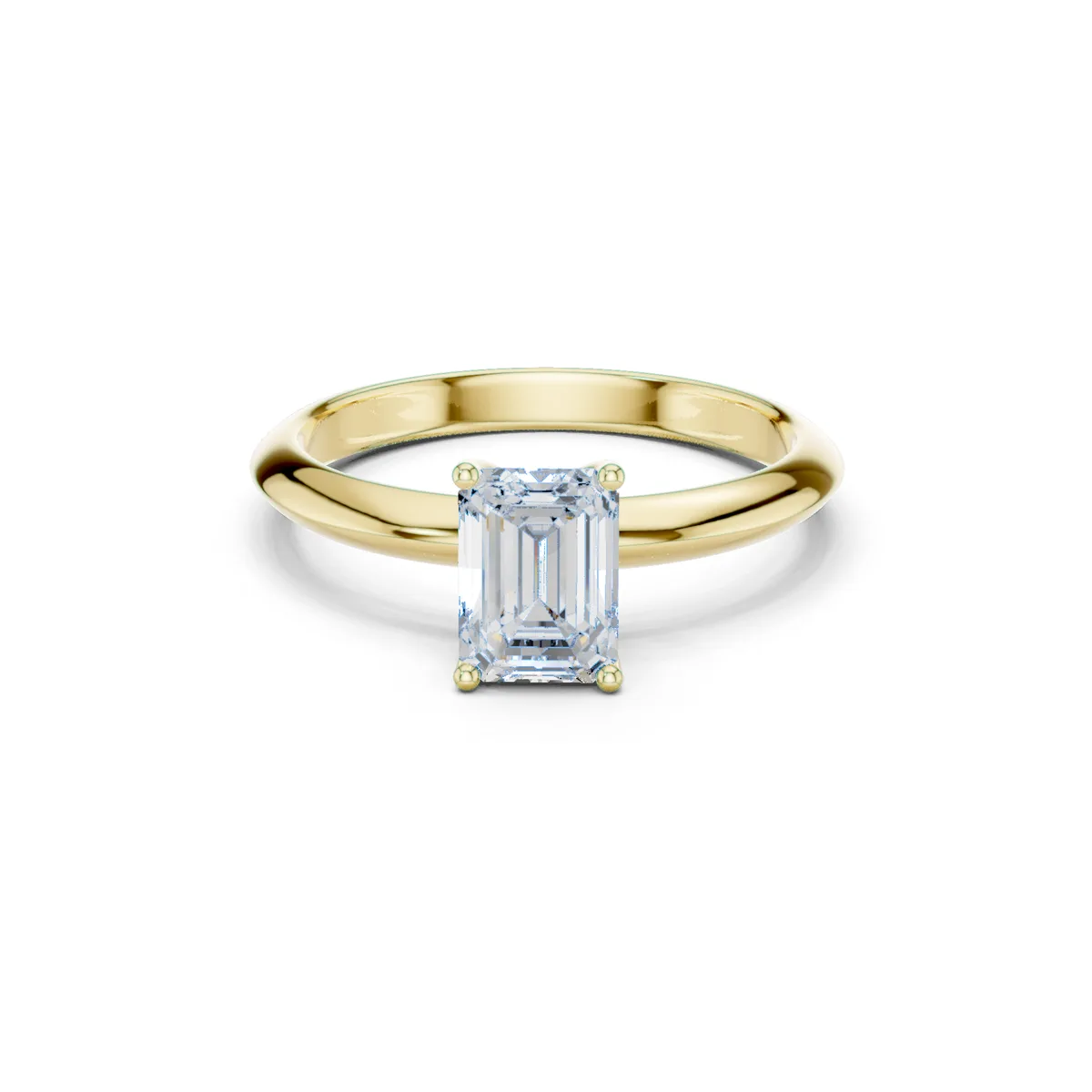 Emerald-Cut Solitaire Diamond Engagement Ring in yellow gold