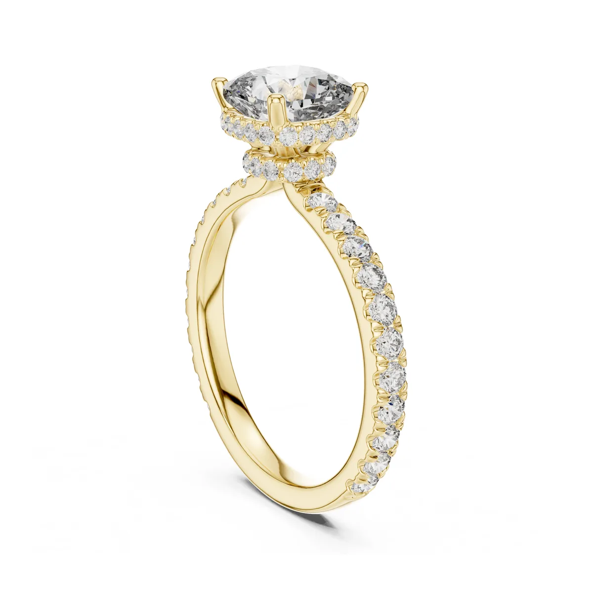 Hidden Halo Diamond Engagement Ring in yellow gold