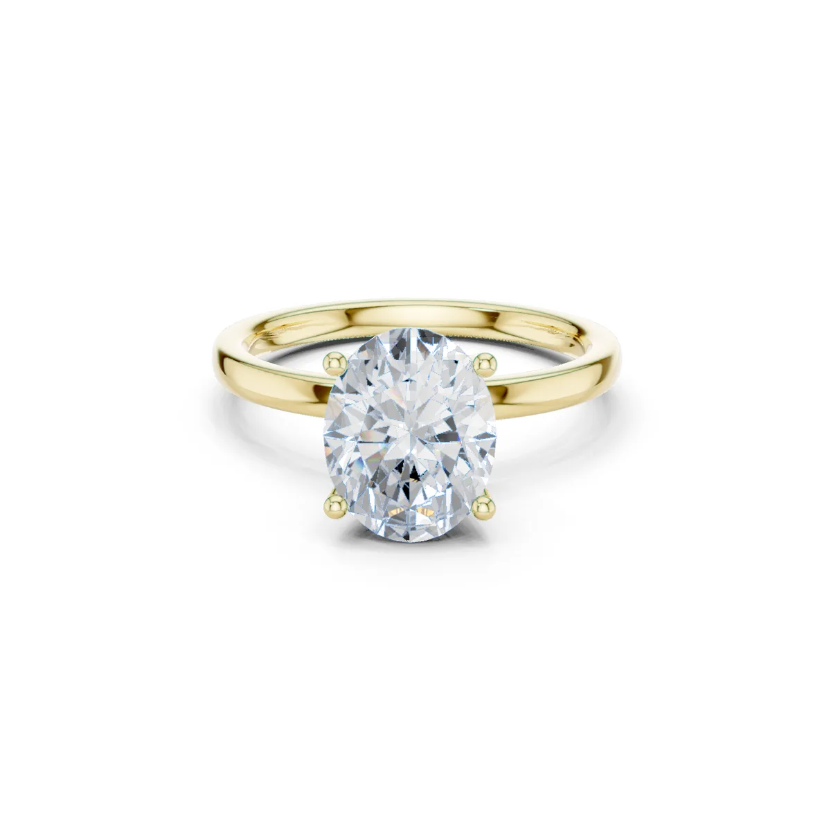 Oval Solitaire Diamond Engagement Ring in yellow gold