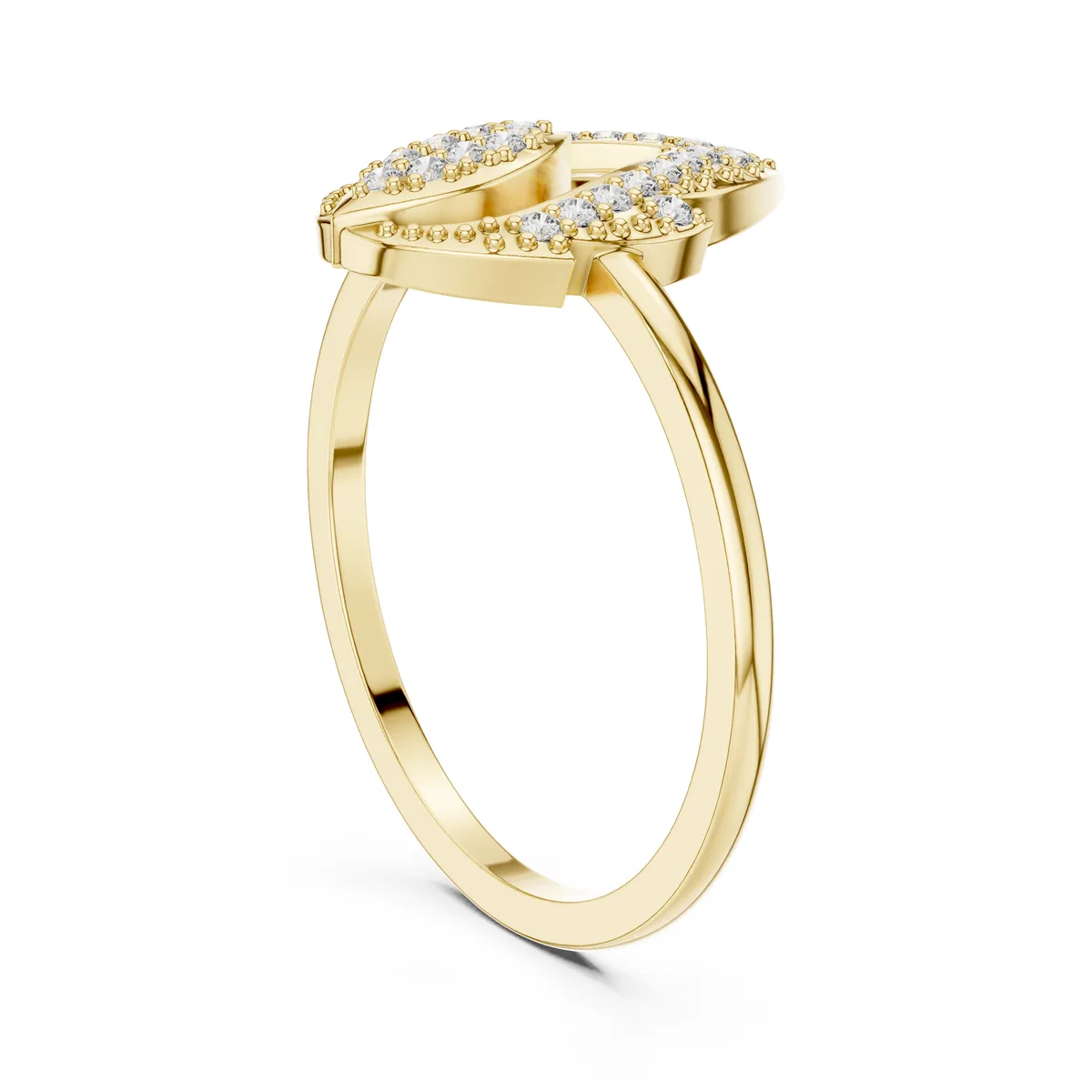 Open Pavé Diamond Ring in yellow gold