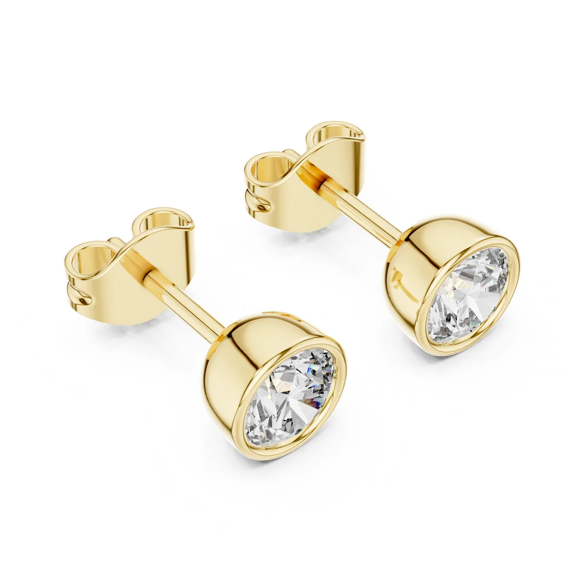 Bezel-Set Diamond Stud Earrings in yellow gold
