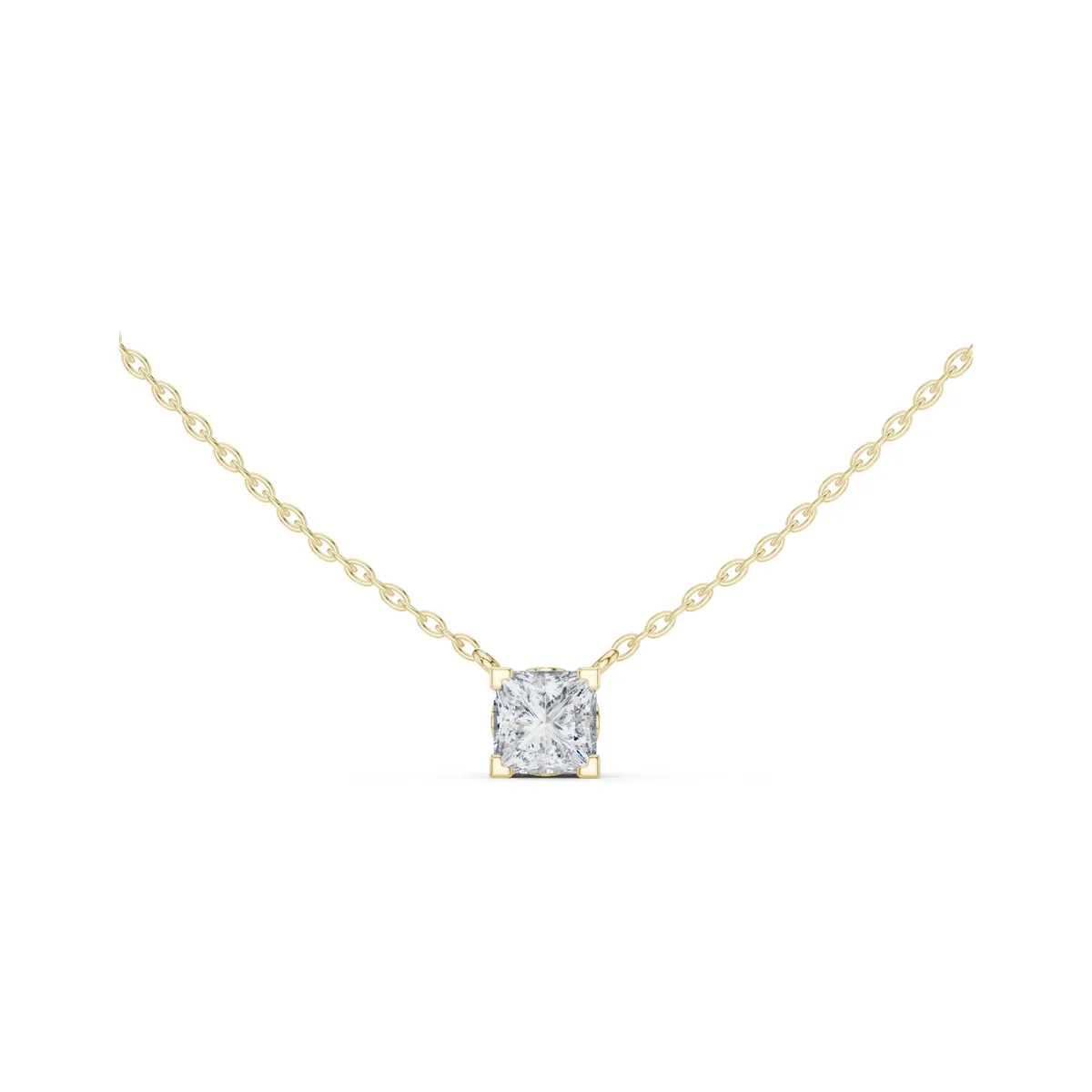 1 ct Square Solitaire Diamond Pendant in yellow gold
