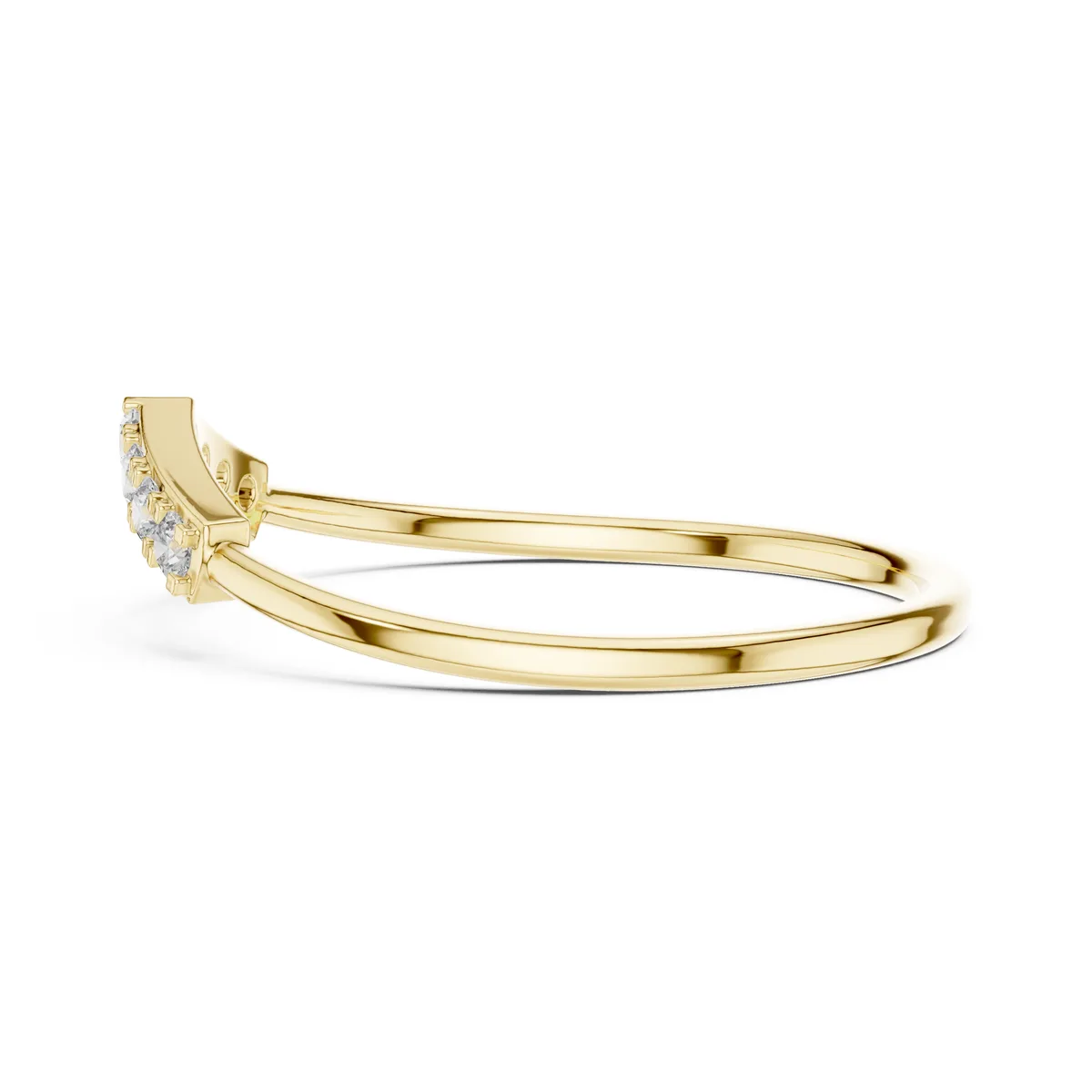 Curved Pavé Diamond Band in yellow gold