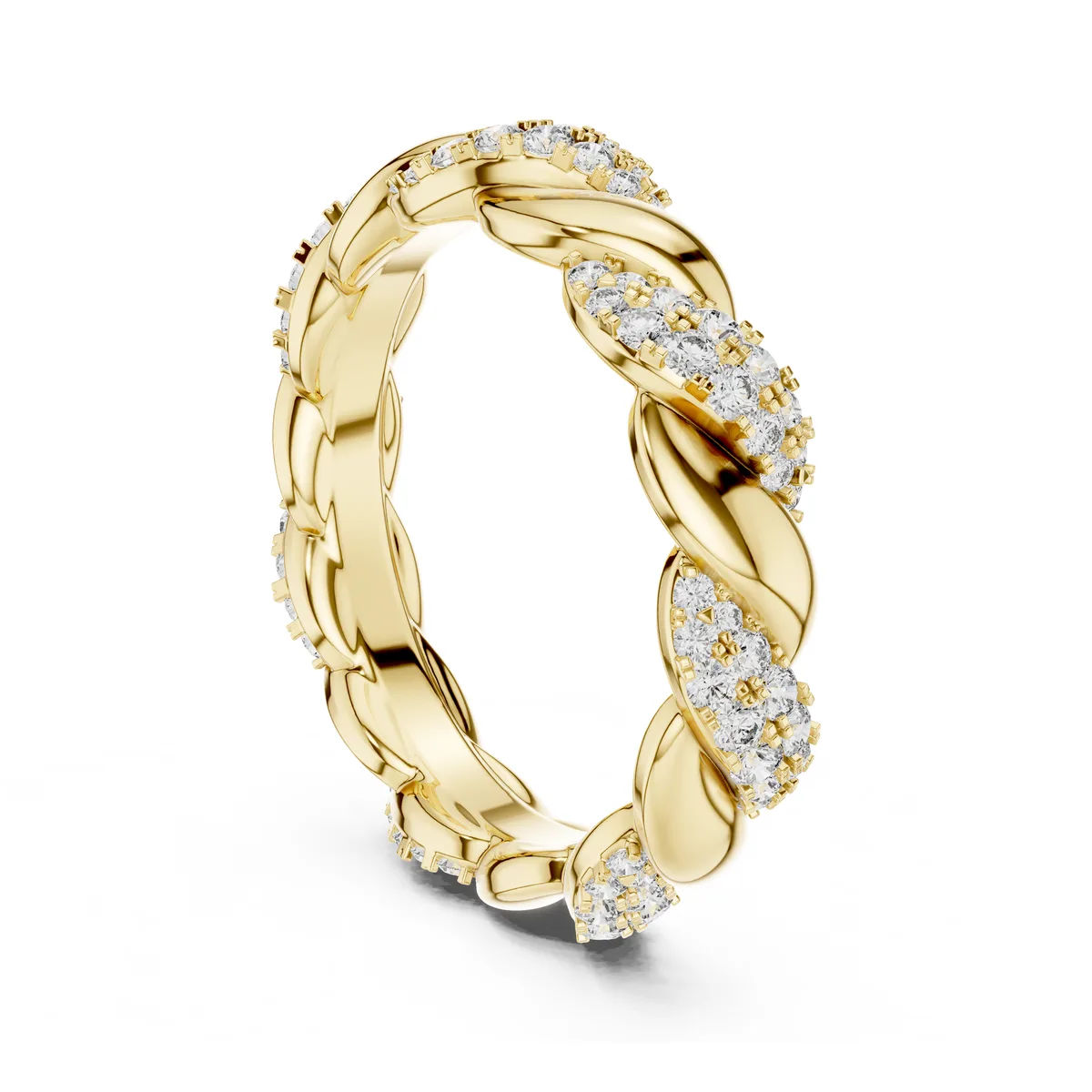 Pavé Link Diamond Band in yellow gold