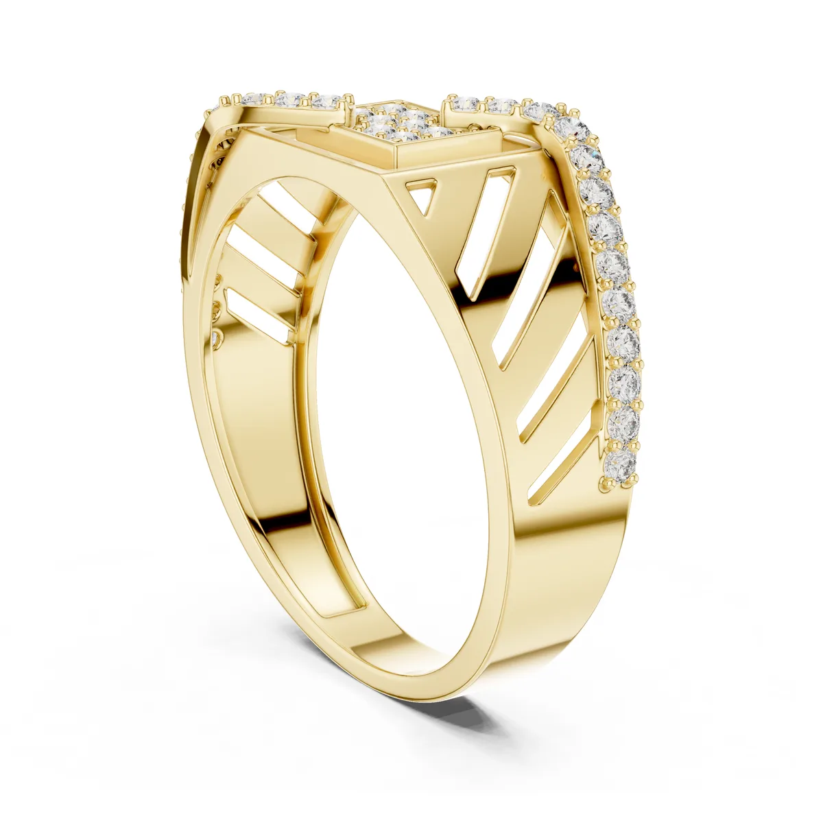 Chevron Cut-Out Diamond Band in yellow gold