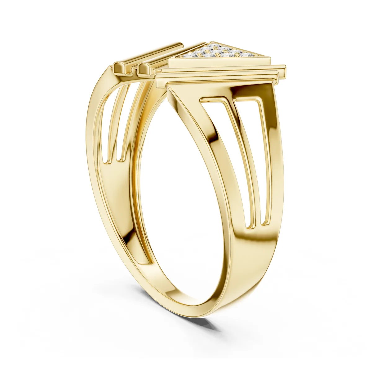 Geometric Cut-Out Diamond Band in yellow gold