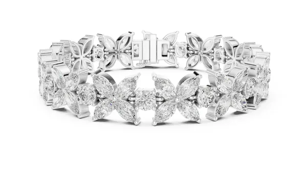 Marquise Flower Statement Bracelet Lab Grown Diamond in white gold