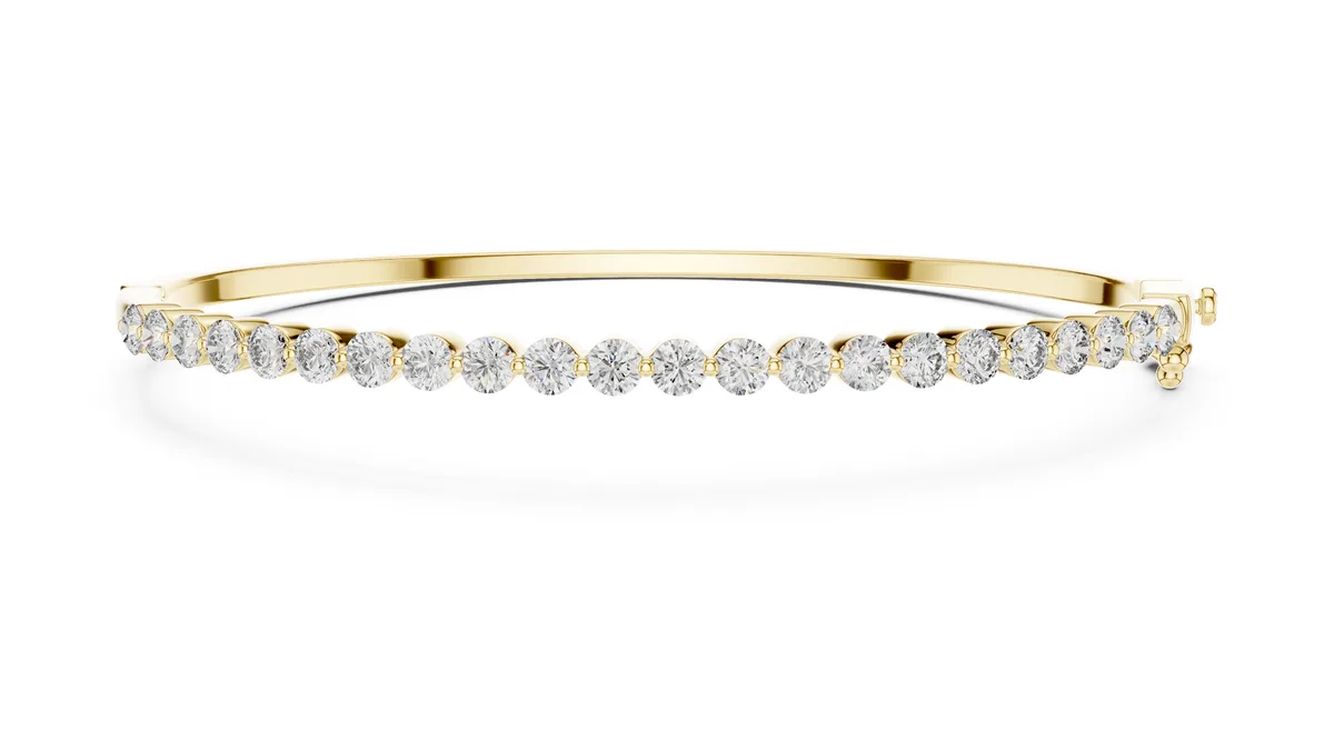 Graduated Bezel Bangle Lab Grown Diamond in yellow gold
