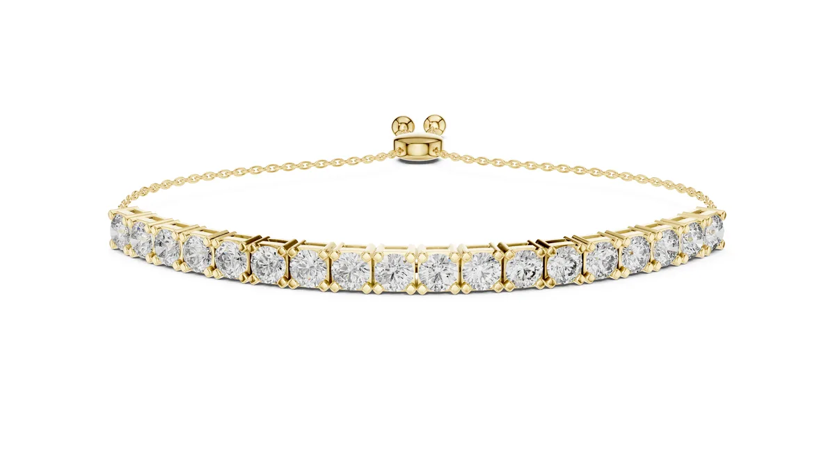 Adjustable Slider Tennis Bracelet Lab Grown Diamond in yellow gold