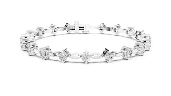 Marquise Station Bracelet Lab Grown Diamond in white gold