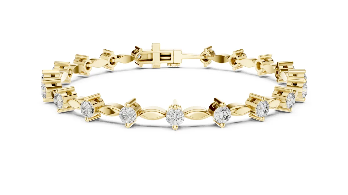 Marquise Station Bracelet Lab Grown Diamond in yellow gold