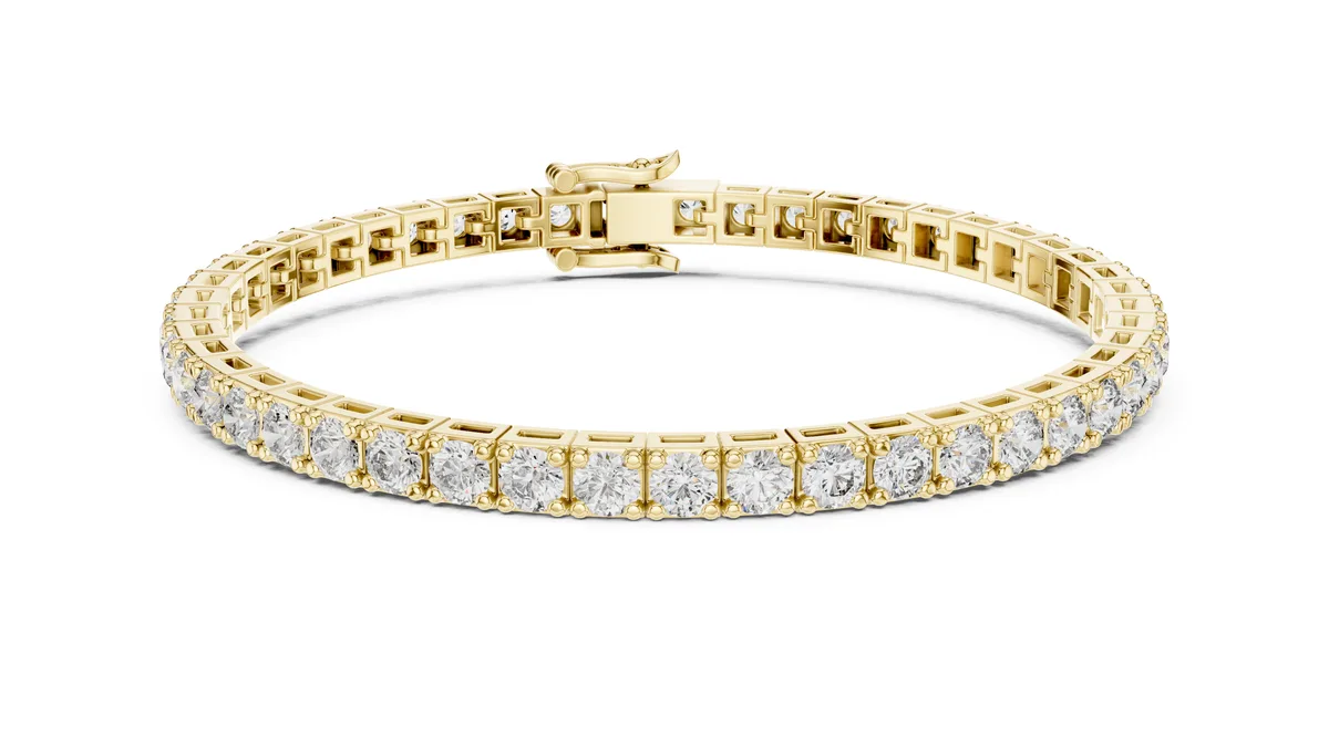 Prong Set Tennis Bracelet Lab Grown Diamond in yellow gold