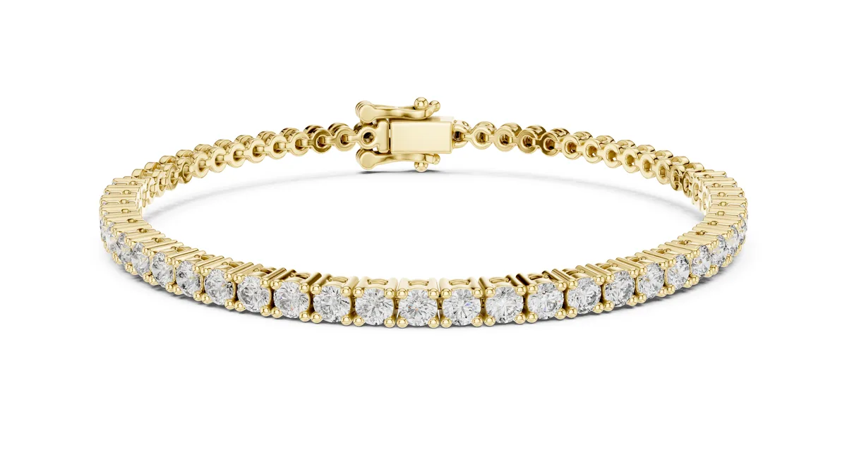 Slim Round Tennis Bracelet Lab Grown Diamond in yellow gold
