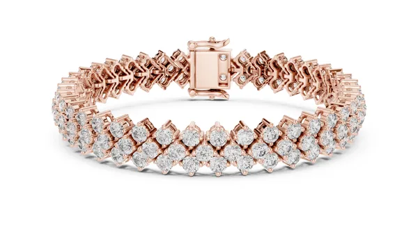 Staggered Kite Cluster Bracelet Lab Grown Diamond in rose gold