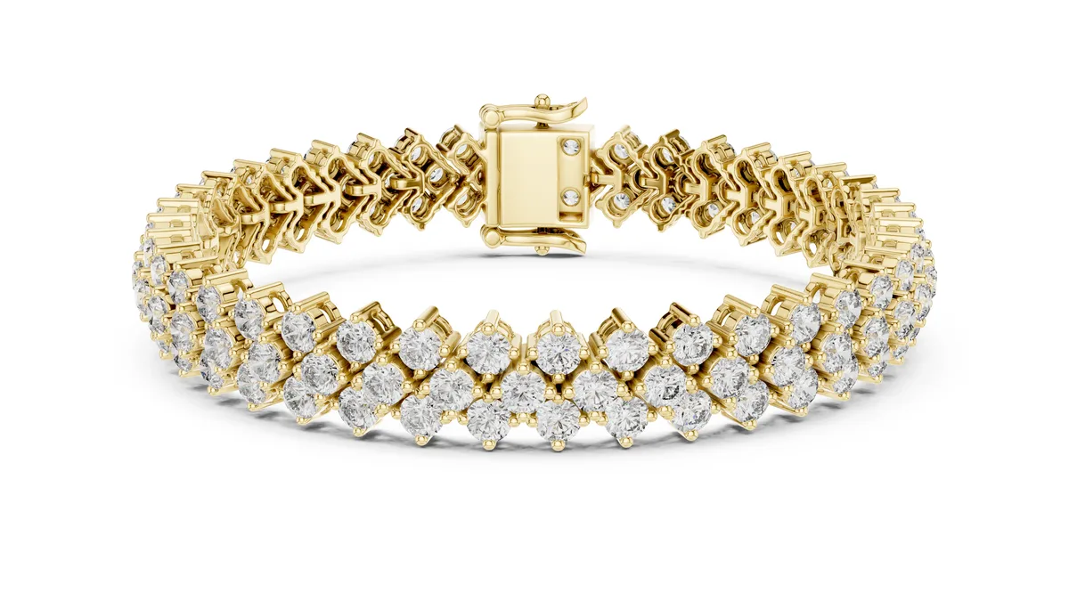 Staggered Kite Cluster Bracelet Lab Grown Diamond in yellow gold