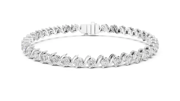 Wave Link Tennis Bracelet Lab Grown Diamond in white gold