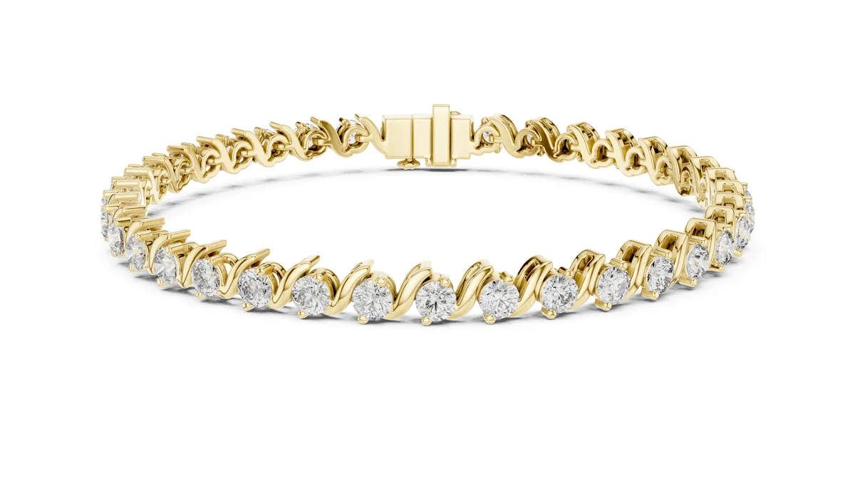 Wave Link Tennis Bracelet Lab Grown Diamond in yellow gold