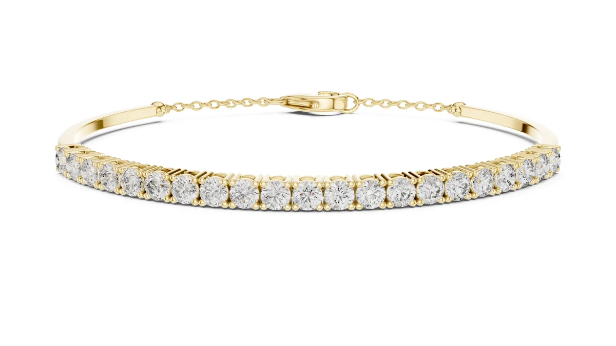 Half Tennis Bangle Lab Grown Diamond in yellow gold