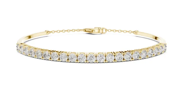 Half Tennis Bangle Lab Grown Diamond in yellow gold