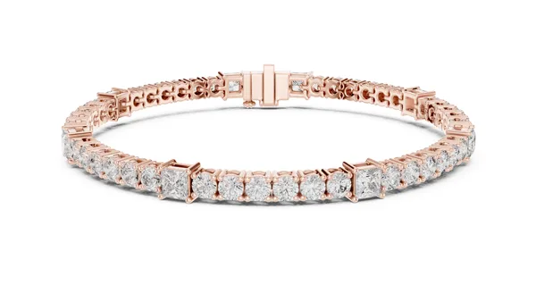 Princess Cut Tennis Bracelet Lab Grown Diamond in rose gold