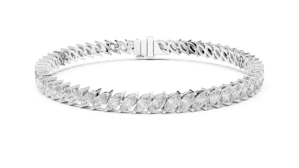 Marquise Chevron Tennis Bracelet Lab Grown Diamond in white gold