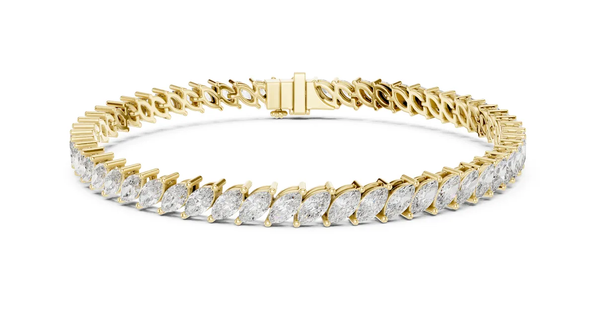 Marquise Chevron Tennis Bracelet Lab Grown Diamond in yellow gold
