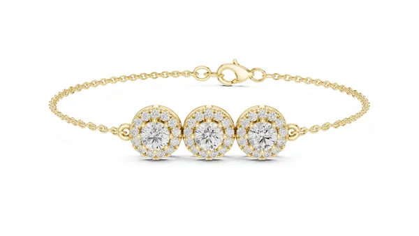 Cluster Station Chain Bracelet Lab Grown Diamond in yellow gold