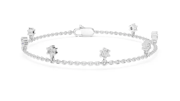 Floating Star Chain Bracelet Lab Grown Diamond in white gold