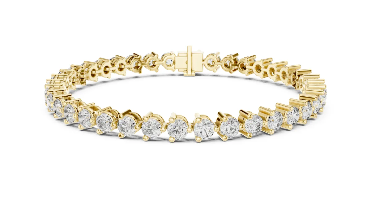 Pear and Round Tennis Bracelet Lab Grown Diamond in yellow gold