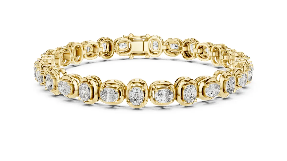 Oval Bezel Station Bracelet Lab Grown Diamond in yellow gold