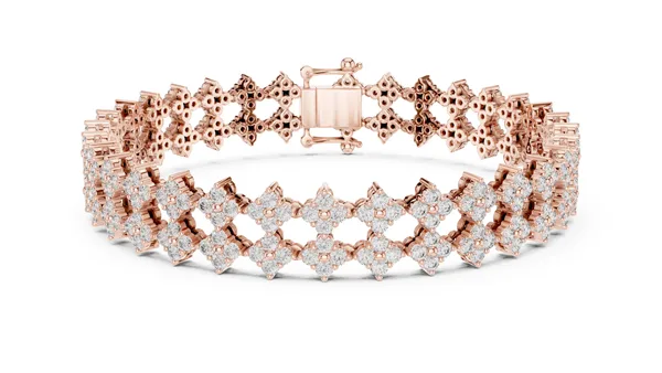 Art Deco Lattice Bracelet Lab Grown Diamond in rose gold