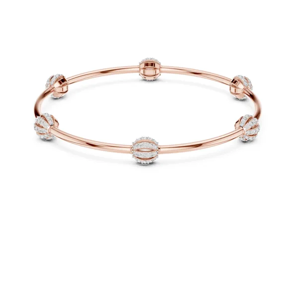 Pave Bead Station Bangle Lab Grown Diamond in rose gold