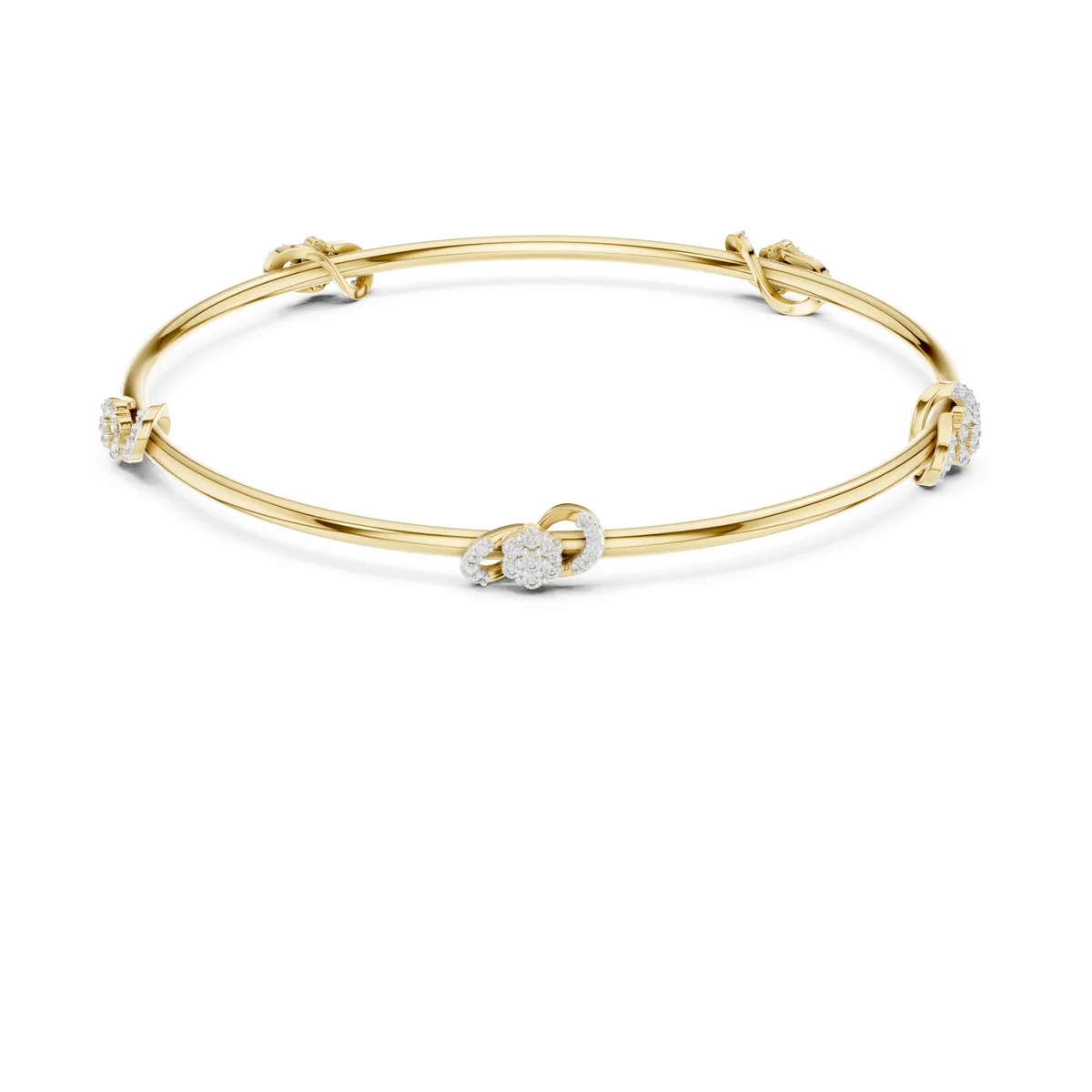 Dainty Cluster Station Bangle Lab Grown Diamond in yellow gold