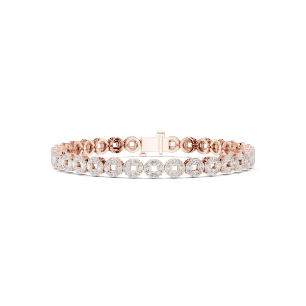 Halo Link Tennis Bracelet Lab Grown Diamond in rose gold