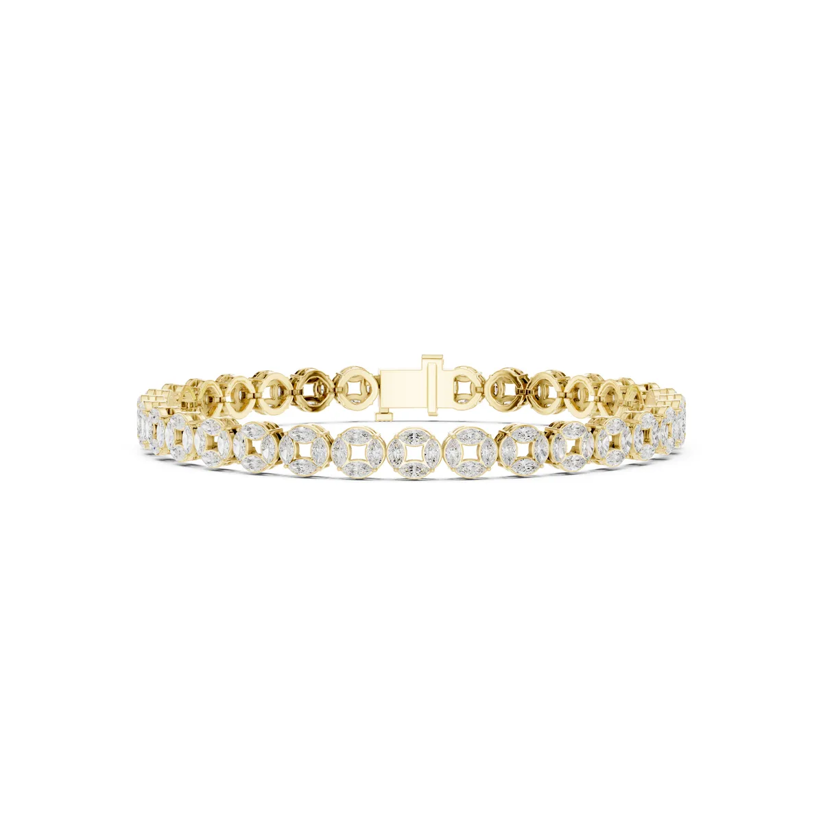 Halo Link Tennis Bracelet Lab Grown Diamond in yellow gold