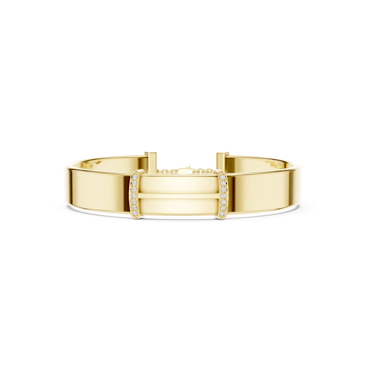Pave Accent Plate Cuff Lab Grown Diamond in yellow gold
