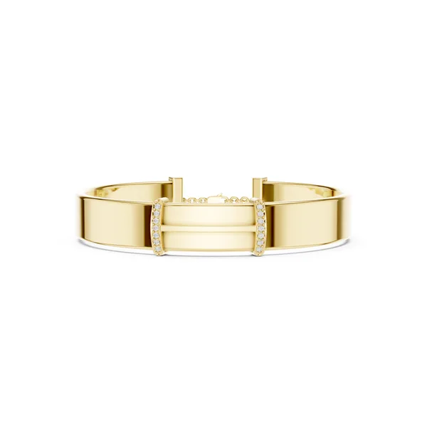 Pave Accent Plate Cuff Lab Grown Diamond in yellow gold