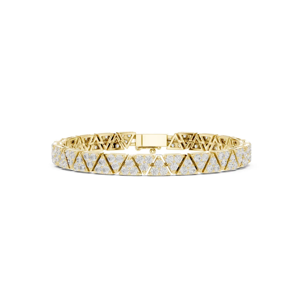 Triangle Pave Tennis Bracelet Lab Grown Diamond in yellow gold
