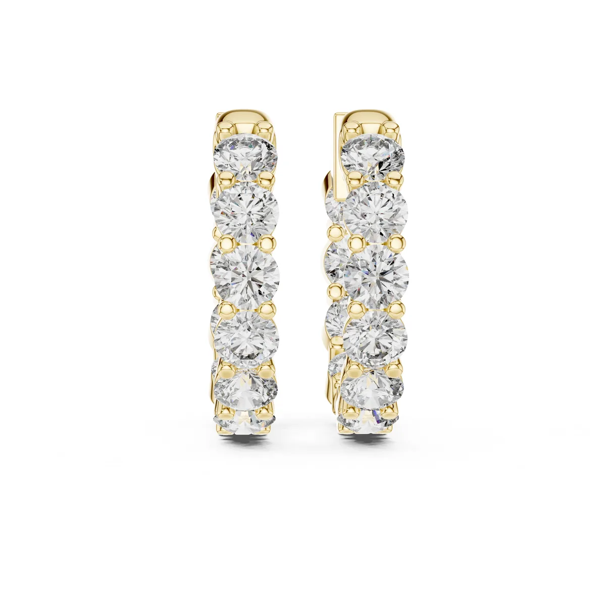 Round Diamond Hoop Lab Grown Diamond Earrings in yellow gold