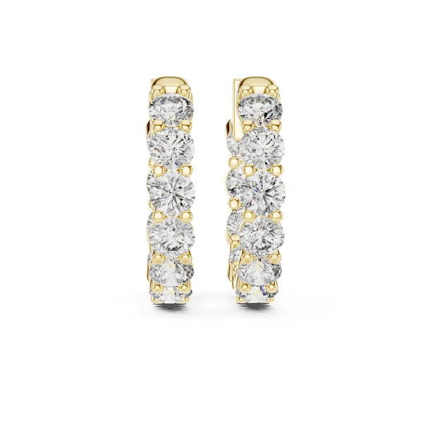 Round Diamond Hoop Lab Grown Diamond Earrings in yellow gold