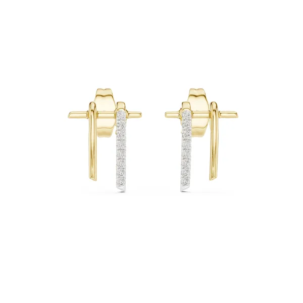 Pave Bar Stud Lab Grown Diamond Earrings in yellow gold