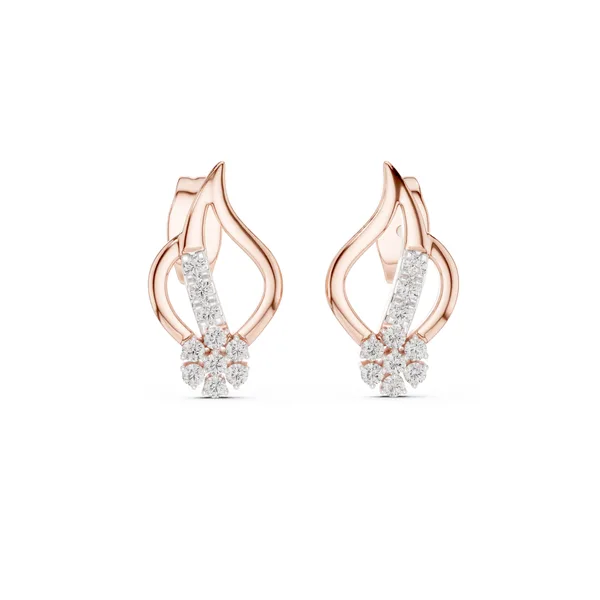 Flame Pave Stud Lab Grown Diamond Earrings in rose gold