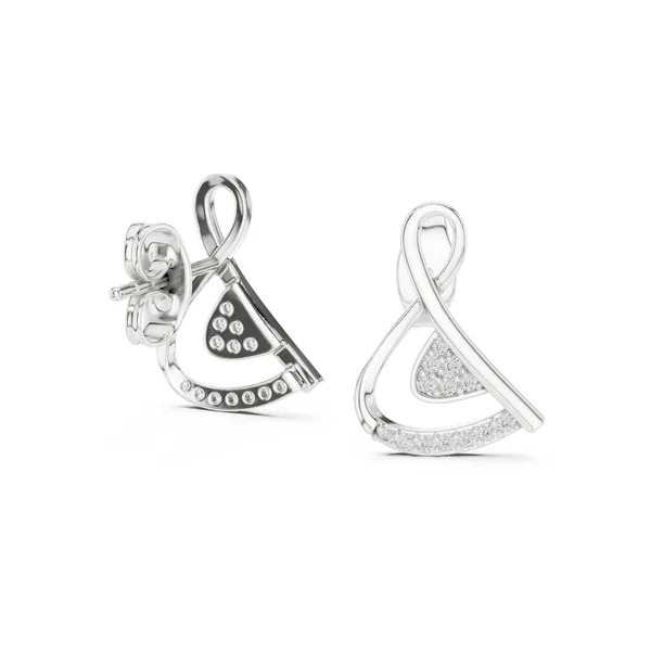 Infinity Ribbon Stud Lab Grown Diamond Earrings in white gold